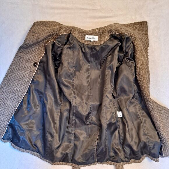 Calvin Klein Thick Boucle Double Button Up Wool Blend Coat Women's Size 12 Gray - Picture 4 of 10